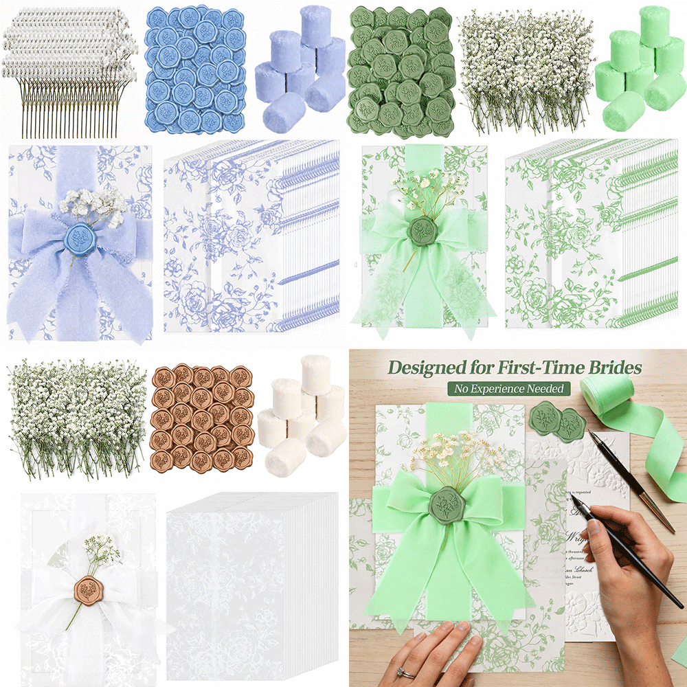 Baby Breath Dried - Wedding Invitation Kit,vellum Translucent Envelope Paper,dried